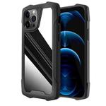 Stainless Steel Metal PC Back Cover + TPU Heavy Duty Armor Shockproof Case For iPhone 12 / 12 Pro(Mirror Black)