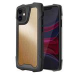 Stainless Steel Metal PC Back Cover + TPU Heavy Duty Armor Shockproof Case For iPhone 11(Brush Gold)