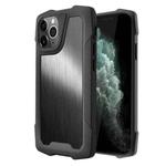 Stainless Steel Metal PC Back Cover + TPU Heavy Duty Armor Shockproof Case For iPhone 11 Pro(Brush Black)