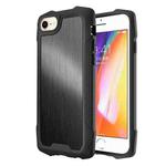 Stainless Steel Metal PC Back Cover + TPU Heavy Duty Armor Shockproof Case For iPhone 8 / 7 / SE 2022 / SE 2020(Brush Black)