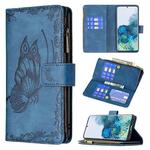 For Samsung Galaxy S20 Plus Flying Butterfly Embossing Pattern Zipper Horizontal Flip Leather Case with Holder & Card Slots & Wallet(Blue)