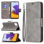 For Samsung Galaxy A22 5G Retro Lambskin Texture Pure Color Horizontal Flip PU Leather Case with Holder & Card Slots & Wallet & Lanyard(Gray)