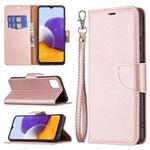 For Samsung Galaxy A22 5G Litchi Texture Pure Color Horizontal Flip Leather Case with Holder & Card Slots & Wallet & Lanyard(Rose Gold)