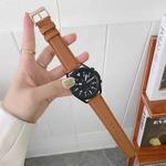 For Samsung Galaxy Watch 3 41mm Sewing Litchi Texture Leather Watch Band(Brown)