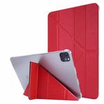 For iPad Pro 11 2022 / 2021 Silk Texture Horizontal Deformation Flip Leather Tablet Case with Holder(Red)