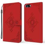 Embossed Fortune Flower Pattern Horizontal Flip Leather Case with Holder & Card Slot & Wallet & Lanyard For iPhone 8 Plus & 7 Plus(Red)