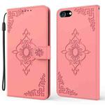 Embossed Fortune Flower Pattern Horizontal Flip Leather Case with Holder & Card Slot & Wallet & Lanyard For iPhone 8 Plus & 7 Plus(Pink)