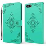 Embossed Fortune Flower Pattern Horizontal Flip Leather Case with Holder & Card Slot & Wallet & Lanyard For iPhone 8 Plus & 7 Plus(Green)