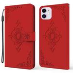 Embossed Fortune Flower Pattern Horizontal Flip Leather Case with Holder & Card Slot & Wallet & Lanyard For iPhone 11(Red)