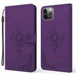 Embossed Fortune Flower Pattern Horizontal Flip Leather Case with Holder & Card Slot & Wallet & Lanyard For iPhone 11 Pro(Purple)