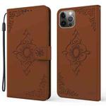 Embossed Fortune Flower Pattern Horizontal Flip Leather Case with Holder & Card Slot & Wallet & Lanyard For iPhone 11 Pro(Brown)