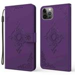 Embossed Fortune Flower Pattern Horizontal Flip Leather Case with Holder & Card Slot & Wallet & Lanyard For iPhone 11 Pro Max(Purple)