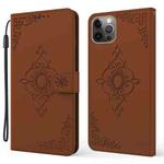 Embossed Fortune Flower Pattern Horizontal Flip Leather Case with Holder & Card Slot & Wallet & Lanyard For iPhone 11 Pro Max(Brown)