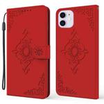 For iPhone 12 mini Embossed Fortune Flower Pattern Horizontal Flip Leather Case with Holder & Card Slot & Wallet & Lanyard (Red)