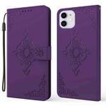 For iPhone 12 mini Embossed Fortune Flower Pattern Horizontal Flip Leather Case with Holder & Card Slot & Wallet & Lanyard (Purple)