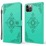 Embossed Fortune Flower Pattern Horizontal Flip Leather Case with Holder & Card Slot & Wallet & Lanyard For iPhone 12 Pro Max(Green)