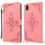 Embossed Fortune Flower Pattern Horizontal Flip Leather Case with Holder & Card Slot & Wallet & Lanyard For iPhone XR(Pink)
