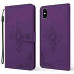 Embossed Fortune Flower Pattern Horizontal Flip Leather Case with Holder & Card Slot & Wallet & Lanyard For iPhone XS Max(Purple)