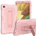 For Samsung Galaxy Tab A7 Lite T220 / T225 Contrast Color Robot Shockproof Silicone + PC Protective Case with Holder(Rose Gold)