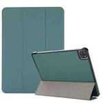 For iPad Pro 11 2022 / 2021 3-folding Skin Texture Horizontal Flip TPU + PU Leather Tablet Case with Holder(Green)