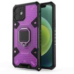 For iPhone 12 Space PC+TPU Ring Holder Protective Case(Purple)