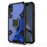 For iPhone XR Space PC+TPU Ring Holder Protective Case(Blue)
