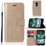 For Nokia 7.2 Wind Chime Owl Embossing Pattern Horizontal Flip Leather Case with Holder & Card Slots & Wallet(Gold)