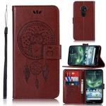 For Nokia 7.2 Wind Chime Owl Embossing Pattern Horizontal Flip Leather Case with Holder & Card Slots & Wallet(Brown)