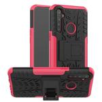 For OPPO Realme 5 Tire Texture TPU + PC Shockproof Case with Holder(Pink)