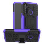 For OPPO Realme 5 Tire Texture TPU + PC Shockproof Case with Holder(Purple)