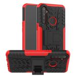 For OPPO Realme 5 Tire Texture TPU + PC Shockproof Case with Holder(Red)