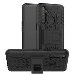 For OPPO Realme 5 Tire Texture TPU + PC Shockproof Case with Holder(Black)