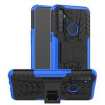 For OPPO Realme 5 Tire Texture TPU + PC Shockproof Case with Holder(Blue)