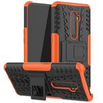 For OPPO RENO 2 Tire Texture TPU + PC Shockproof Case with Holder(Orange)