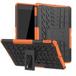 For iPad 10.2 Tire Texture TPU + PC Shockproof Case with Holder(Orange)