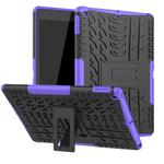 For iPad 10.2 Tire Texture TPU + PC Shockproof Case with Holder(Purple)