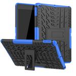 For iPad 10.2 Tire Texture TPU + PC Shockproof Case with Holder(Blue)