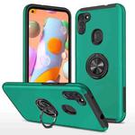 For Samsung Galaxy A11 PC + TPU Shockproof Magnetic Protective Case with Invisible Ring Holder(Dark Green)
