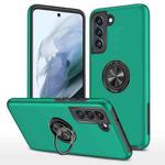 For Samsung Galaxy S21 FE PC + TPU Shockproof Magnetic Protective Case with Invisible Ring Holder(Dark Green)