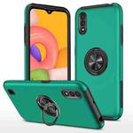 For Samsung Galaxy A01 PC + TPU Shockproof Magnetic Protective Case with Invisible Ring Holder(Dark Green)