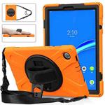 For Lenovo Tab M10 Plus TB-X606F Shockproof Colorful Silicone + PC Protective Case with Holder & Hand Strap & Shoulder Strap(Orange)