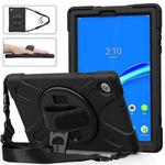 For Lenovo Tab M10 Plus TB-X606F Shockproof Colorful Silicone + PC Protective Case with Holder & Hand Strap & Shoulder Strap(Black)