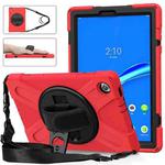 For Lenovo Tab M10 Plus TB-X606F Shockproof Colorful Silicone + PC Protective Case with Holder & Hand Strap & Shoulder Strap(Red)