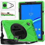 For Lenovo Tab M10 Plus TB-X606F Shockproof Colorful Silicone + PC Protective Case with Holder & Hand Strap & Shoulder Strap(Green)