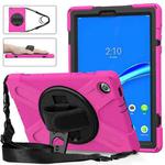 For Lenovo Tab M10 Plus TB-X606F Shockproof Colorful Silicone + PC Protective Case with Holder & Hand Strap & Shoulder Strap(Rose Red)