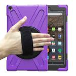 For Amazon Kindle Fire HD10 2019 / 2018 / 2017 Shockproof Colorful Silicone + PC Protective Case with Holder & Hand Strap & Shoulder Strap(Purple)