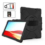 For Microsoft Surface Pro X / Pro X 2021 Shockproof Colorful Silicone + PC Protective Case with Holder & Hand Strap & Shoulder Strap & Pen Slot(Black)