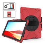 For Microsoft Surface Pro X / Pro X 2021 Shockproof Colorful Silicone + PC Protective Case with Holder & Hand Strap & Shoulder Strap & Pen Slot(Red)