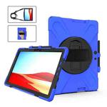 For Microsoft Surface Pro X / Pro X 2021 Shockproof Colorful Silicone + PC Protective Case with Holder & Hand Strap & Shoulder Strap & Pen Slot(Blue)