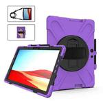For Microsoft Surface Pro X / Pro X 2021 Shockproof Colorful Silicone + PC Protective Case with Holder & Hand Strap & Shoulder Strap & Pen Slot(Purple)